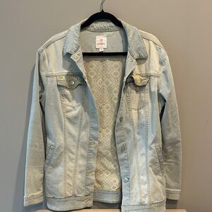 LuLaRoe Light Blue Jean Jacket with Yellow Accents